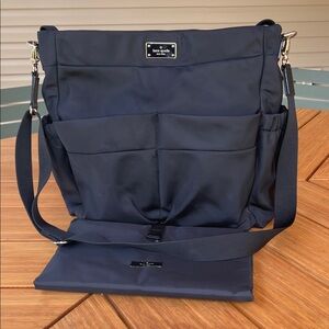 Kate Spade Adamson Black Nylon Diaper/Crossbody Bag with changing pad